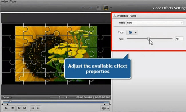 Adjust the Video Effects Properties
