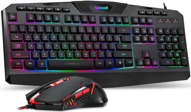 Redragon Wired Gaming Keyboard & Mouse (Backlit, Wrist Rest)