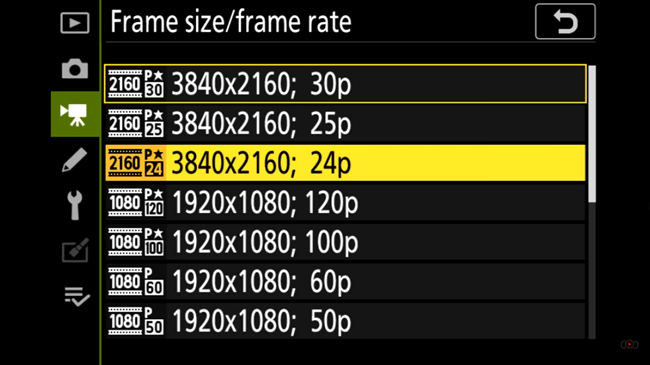 24 FPS Frame Rate and Size