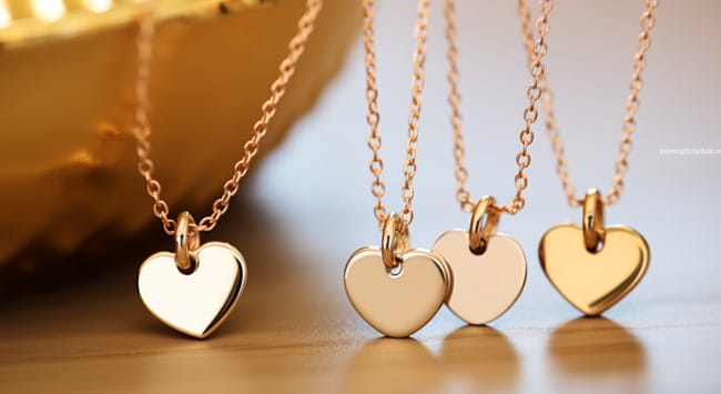 A Gold Necklace with a Tiny Heart Pendant