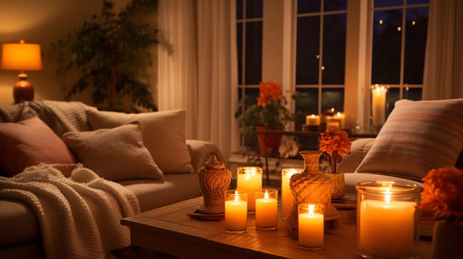 Relaxing with Scented Candles and Essential Oils