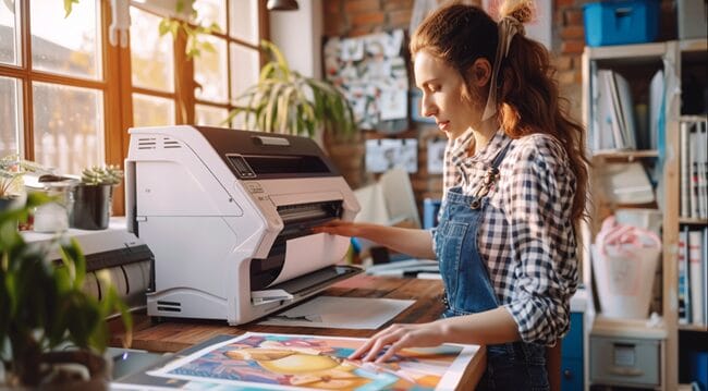 A Small Business Owner Happily Printing Using a DTF Printer